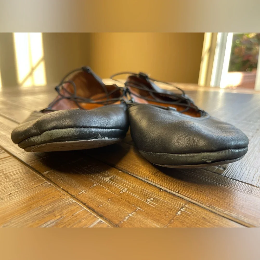 LUCKY BRAND LP-Eaviee Ballerina Flats Black Leather Size 10 - Picture 2 of 9